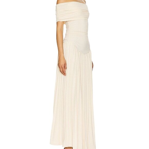 LIONESS Field Of Dreams Dress in Oatmeal Medium New Womens Maxi Gown - Picture 3 of 17